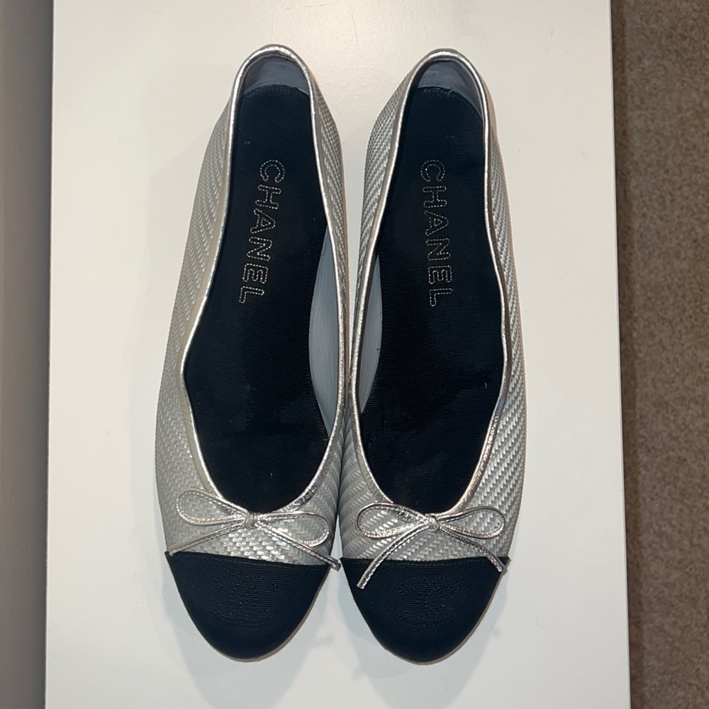 EUC Silver Chanel Ballet Flats